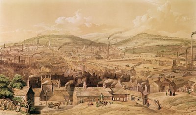 Widok przemysłowego Sheffield od południowego wschodu autorstwa Williama Ibbita, 1854 autorstwa English School