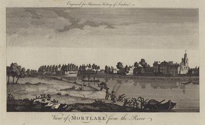 Widok Mortlake od strony Tamizy (rycina) autorstwa English School