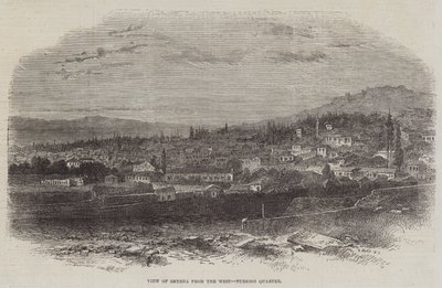 Widok Smyrny od zachodu, Dzielnica Turecka (rycina) autorstwa English School