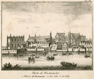 Widok na Pałac Westminsterski, Londyn autorstwa English School