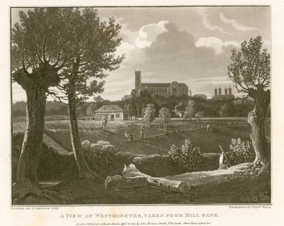 Widok Westminster z Millbank autorstwa English School