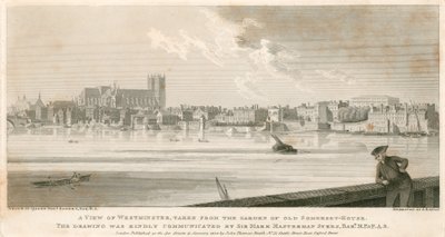 Widok na Westminster, zaczerpnięty z ogrodu Old Somerset House autorstwa English School