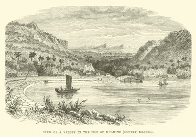 Widok na dolinę na wyspie Huahine, Wyspy Towarzystwa autorstwa English School