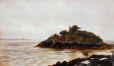 Widok wyspy (olej na panelu) autorstwa English School