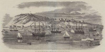 Widok miasta, cytadeli i portu w Quebecu, Ameryka Północna (rycina) autorstwa English School