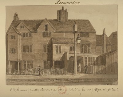 Widok na Coopers Arms Inn, Russell Street, 1828 (pranie na papierze) autorstwa English School