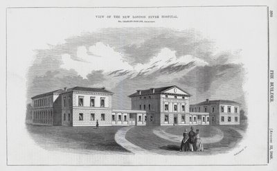 Widok szpitala New London Fever (grawerunek) autorstwa English School