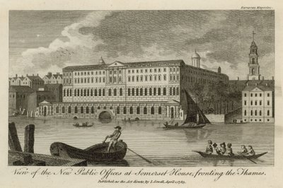 Widok na nowe urzędy publiczne w Somerset House, naprzeciwko Tamizy autorstwa English School