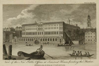 Widok na nowe urzędy publiczne w Somerset House, naprzeciwko Tamizy autorstwa English School