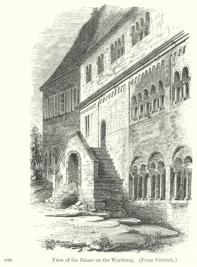 Widok pałacu na Wartburgu (rycina) autorstwa English School