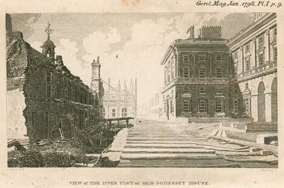 Widok na wewnętrzną część starego Somerset House, Strand, Londyn autorstwa English School