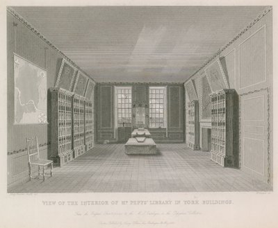 Widok wnętrza Biblioteki Mr Pepys w York Building autorstwa English School