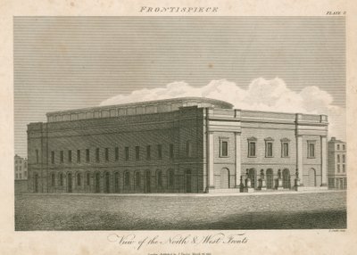 Widok na północne i zachodnie fronty teatru Drury Lane w Londynie autorstwa English School