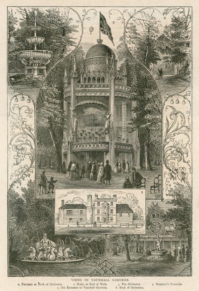 Widoki w Vauxhall Gardens, Londyn autorstwa English School
