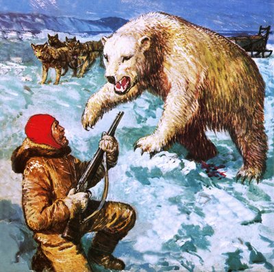 Vilhjalmur Stefansson zaatakowany przez niedźwiedzia polarnego autorstwa English School