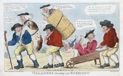 Wieśniacy Wyrzucają Śmieci!!!, wyd. 1800 (ręcznie kolorowe grawerowanie) autorstwa English School