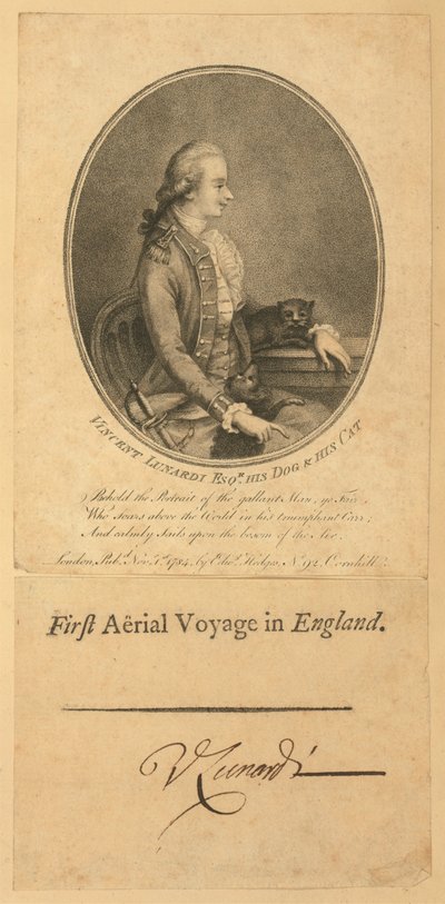 Vincent Lunardi, 1784 (grawerowanie punktowane) autorstwa English School