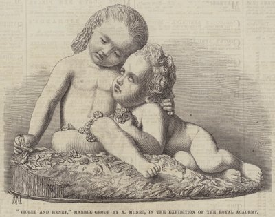 „Fiolet i Henryk”, Marmurowa Grupa A Munro, na Wystawie Akademii Królewskiej (rycina) autorstwa English School