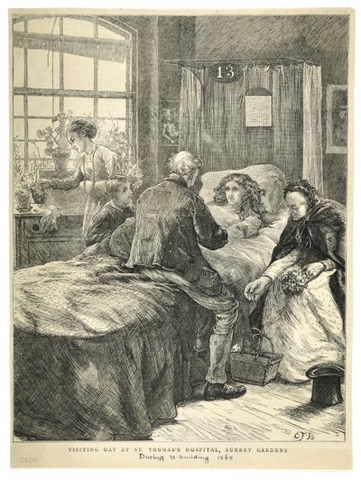 Dzień odwiedzin w szpitalu św. Tomasza w Surrey Gardens, z „The Illustrated London News” autorstwa English School