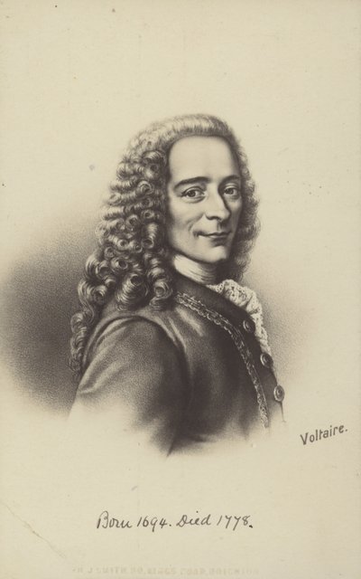 Voltaire (1694-1778), francuski pisarz, filozof i dramaturg (litografia) autorstwa English School