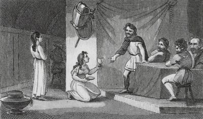 Vortigern i Rowena (rycina) autorstwa English School