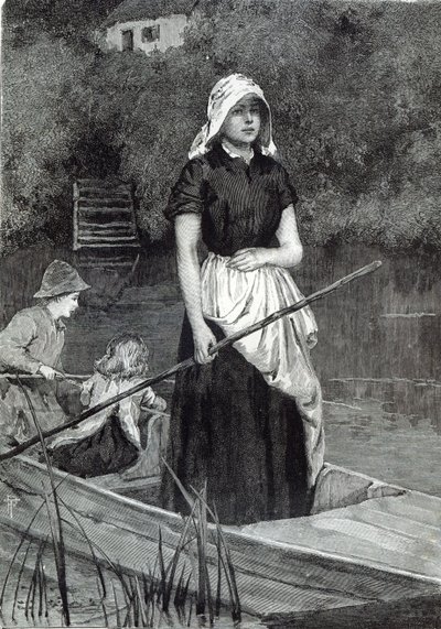 Czekając na ojca, z „Godziny wypoczynku”, 1888 autorstwa English School