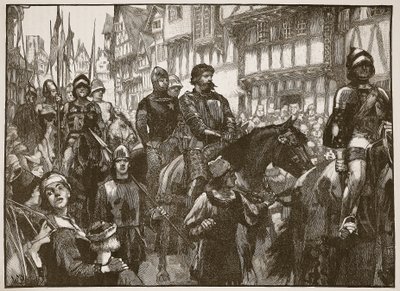 Wallace w drodze do Westminster Hall, ilustracja z Cassells Illustrated History of England (zdjęcie w sepii) autorstwa English School
