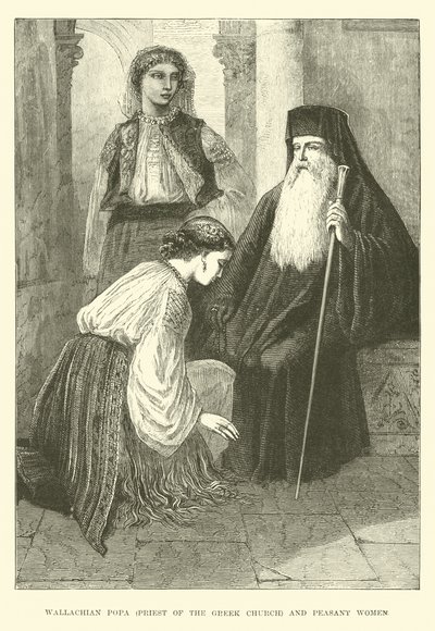 Wołoski popa, kapłan kościoła greckiego i chłopki autorstwa English School