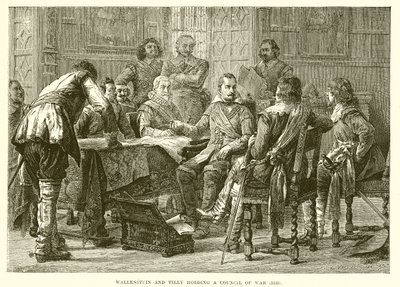 Wallenstein i Tilly na naradzie wojennej (1626) autorstwa English School