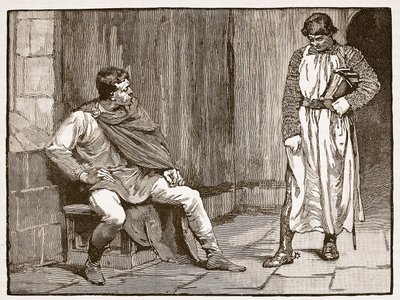 Spowiedź Waltheofa, ilustracja z Ilustrowanej Historii Anglii Cassella (zdjęcie w sepii) autorstwa English School
