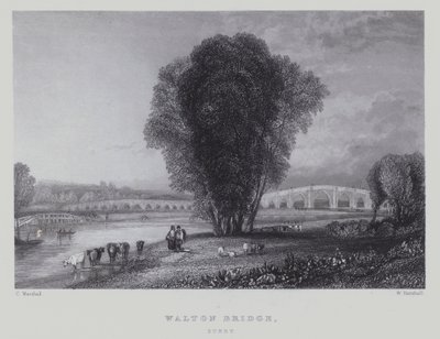 Walton Bridge, Surrey (grawerowanie) autorstwa English School
