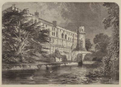 Zamek Warwick, od Avon (rycina) autorstwa English School