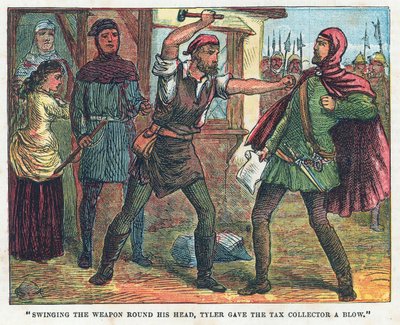 Wat Tyler zadaje poborcy podatków cios autorstwa English School