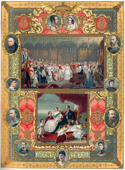 Ślub królowej Wiktorii i księcia Alberta w 1840 roku (druk) autorstwa English School
