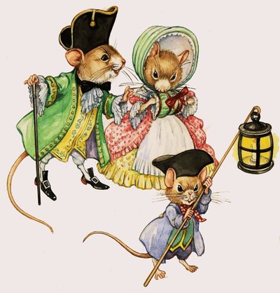 Dobrze ubrane wiktoriańskie myszy na spacerze autorstwa English School