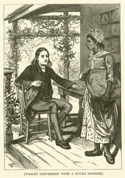 Wesley rozmawiający z młodą Murzynką (rycina) autorstwa English School