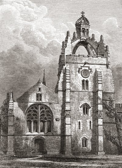 Zachodni front Kings College w Aberdeen, tak jak w XIX wieku, ukazujący wieżę w koronie kaplicy, z Krótka historia Anglików autorstwa J. R. Greena, opublikowanej w 1893 r. autorstwa English School