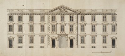 Zachodni front proponowanego nowego budynku Garden Quadrangle w New College, ok. 1680 (tusz i szare pranie na papierze) autorstwa English School