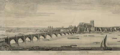 Westminster Bridge, Londyn, zaczerpnięty z Mr Scheves Sugar House, naprzeciwko York House autorstwa English School