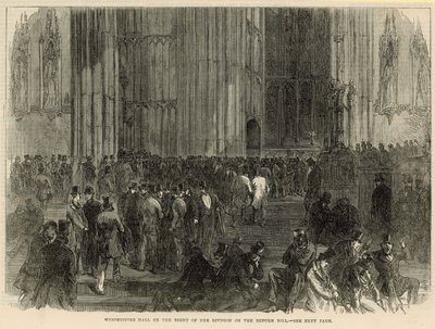 Westminster Hall w noc podziału w sprawie ustawy o reformie autorstwa English School