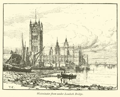Westminster spod Lambeth Bridge autorstwa English School