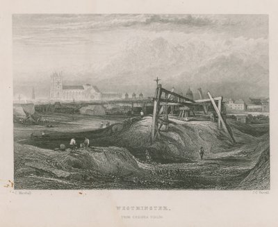 Westminster widziany z Chelsea Fields autorstwa English School