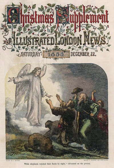 Podczas gdy pasterze obserwowali swoje stada nocą, z okładki Illustrated London News, dodatek bożonarodzeniowy, 1855 autorstwa English School