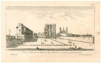 Whitehall. Akwaforta Israel Silvestre, 1640 autorstwa English School