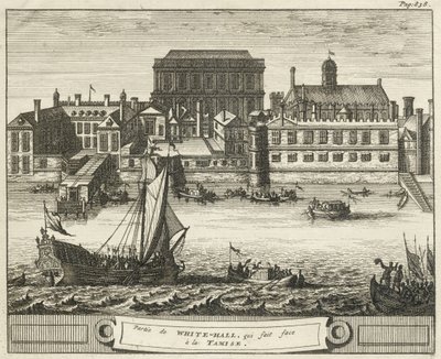 Whitehall, Westminster, Londyn, Wielka Brytania (grawerowanie) autorstwa English School