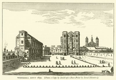 Whitehall około 1650, z kopii autorstwa Smitha rzadkiego druku Israela Silvestre autorstwa English School