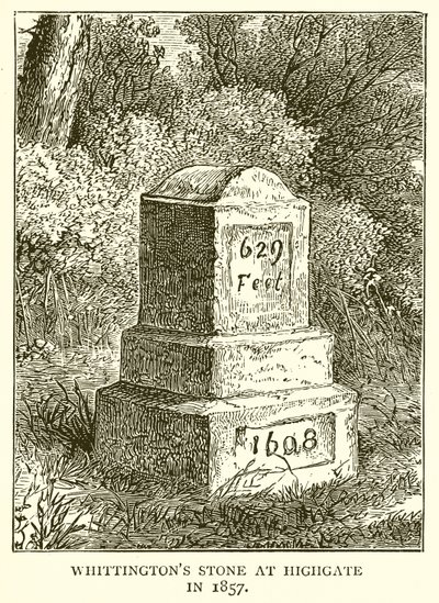 Kamień Whittingtons w Highgate w 1857 r. autorstwa English School