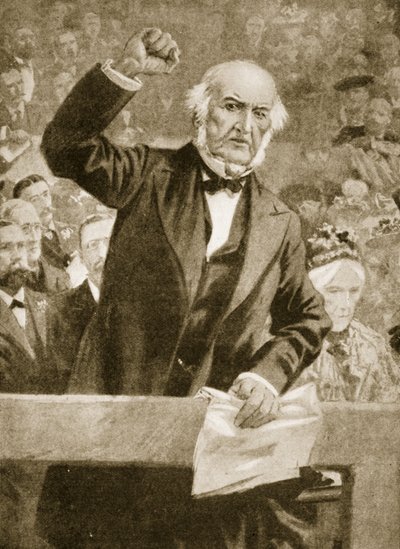 William Gladstone przemawia na spotkaniu w Liverpoolu 24 września 1896 r. autorstwa English School
