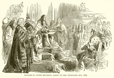 Wilhelm III udzielający królewskiej zgody na akt tolerancyjny, 1689 autorstwa English School