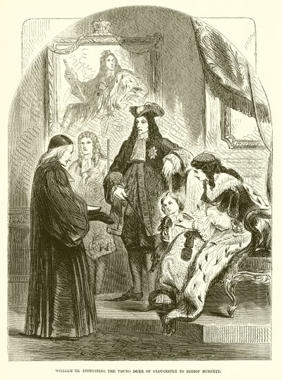 Wilhelm III. powierzenie młodego księcia Gloucester biskupowi Burnett autorstwa English School